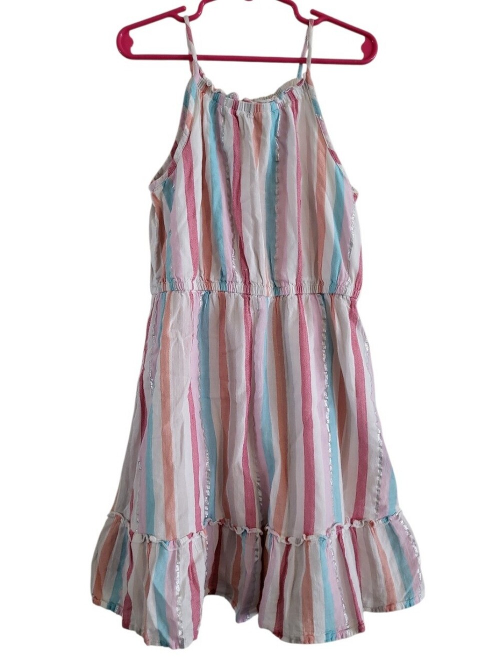 Sonoma Pastel Multicolor Striped Sundress - Pink Blue Tan
